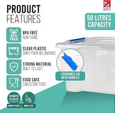 Klass 3 PCS 50L Plastic Storage Boxes With Lids, Cliping Lid Clear Storage At Klass Home, we take pride in our customer support