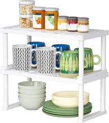 Lifewit Plastic Kitchen Cupboard Shelf Organiser, Set of 2