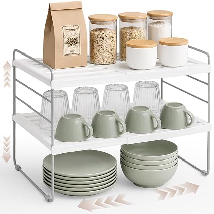 mepure Adjustable Cupboard Organiser & Spice Rack, 26–41 cm Wide, 26cm High