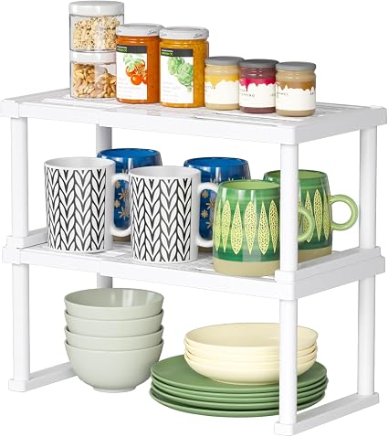 Lifewit Plastic Kitchen Cupboard Shelf Organiser, Set of 2