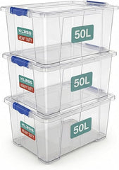 Klass 3 PCS 50L Plastic Storage Boxes With Lids, Cliping Lid Clear Storage At Klass Home, we take pride in our customer support