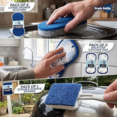 26Pc Complete Cleaning Caddy Kit With Microfibre Cloths, Sponge & Scourer's For Kitchen And Bathroom Cleaning - Home Cleaning Kit