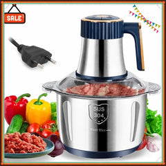 5L Stainless Steel Electric Meat Grinder Large Capacity Multifunctional Food Chopper Vegetable Slicer Blender for Home Kitchen