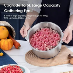 5L Stainless Steel Electric Meat Grinder Large Capacity Multifunctional Food Chopper Vegetable Slicer Blender for Home Kitchen