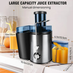 Mesin Pembuat Jus, Saluran Pakan untuk Buah, Sayuran & Jeruk, Ekstraktor Jus Sentrifugal 2 Kecepatan, Kapasitas 500ML